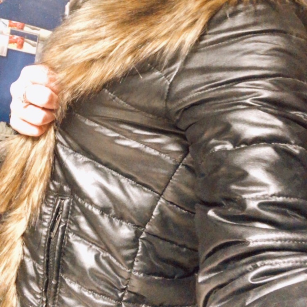 Faux furr coat, slim fitting